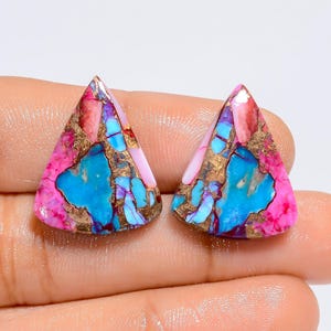 Paire de pierres précieuses en vrac en forme de poire, turquoise, huître épineuse, pour fabrication de boucles d'oreilles, 23 carats 20 x 16 x 3 mm (comme sur la photo)