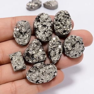 Cabochão de pirita natural drusa pedra preciosa solta 10 peças lote para fazer joias peso 243 quilates tamanho 15x11 22 x 14 mm (druzy como imagem)