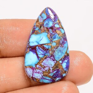 Natürliche Lila Mohave Kupfer Türkis Birne Form Cabochon Lose Edelstein für die Herstellung von Schmuck 18 Ct. 29X17X4 mm (Stein wie Abbildung