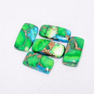 Cabochon di turchese di rame blu verde naturale Cabochon di turchese di rame spinoso radiante 5 pezzi Lotto di pietre preziose per la creazione di gioielli (lotto come da immagine)
