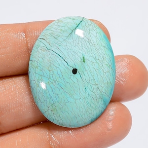 Pietra preziosa cabochon ovale naturale di turchese tibetano per la creazione di gioielli, 24 carati, 31 x 24 x 5 mm (pietra come da foto).