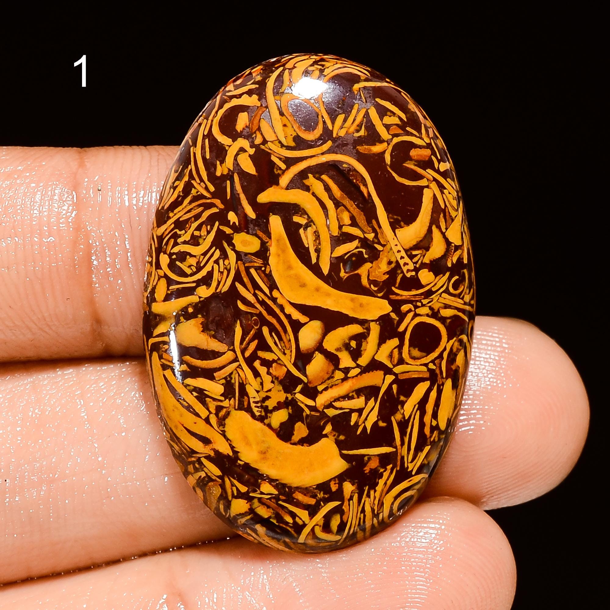 Natural Mariam Jasper Cabochon: Polished Calligraphy Stone - Etsy