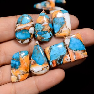 Cabochon di turchese ostrica naturale sciolto, 10 pezzi, per realizzare gioielli, peso 139 ct. Dimensioni 15X15 24 x 15 mm (turchese come da foto)