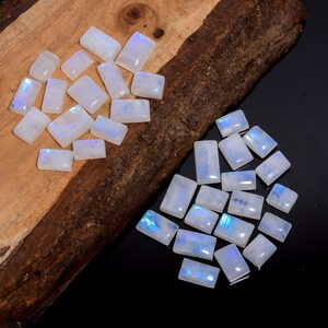 40 stuks natuurlijke regenboog maansteen cabochon rechthoekige vorm edelsteen 11-19 mm maansteen kristal Veel voor het maken van sieraden (steen als foto)