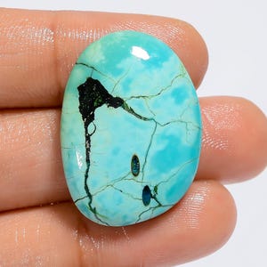 Cabochão de turquesa tibetana natural com formato especial, pedra preciosa solta para fazer joias, 28 ct. 29 x 21 x 7 mm (pedra conforme a imagem)