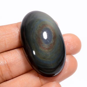 Cabochão de obsidiana oval natural com formato de olho de arco-íris para fazer joias 82 ct. 40x24x12 mm (pedra como na imagem)