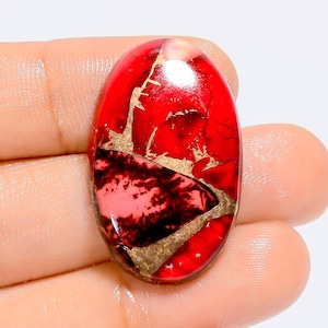 Roter Büffel-Türkis-Cabochon-ovale Form-Cabochon-loser Edelstein für die Herstellung von Schmuck 29 Ct. 31X19X5 mm (Stein wie Abbildung