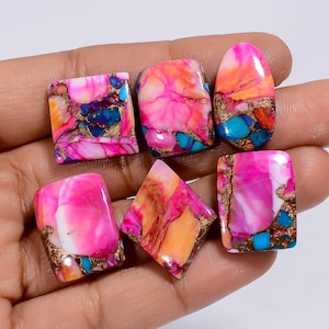 Cabochon di turchese ostrica naturale sciolto, 6 pezzi, lotto per realizzare gioielli, 87 carati, 19 x 14, 24 x 19 mm (pietra come da foto)