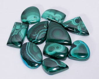 Natural Malachite Gemstone Lot 10 Pieces Green Malachite Lot 16X13 23X16 mm Size Mix Shape Green Malachite Quality Cab (Malachite as Picture