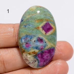 Cabujón de fucsita rubí natural, piedra preciosa suelta, piedra preciosa de fucsita rubí con parte posterior plana, cristal de fucsita rubí de alta calidad, piedra para hacer joyas