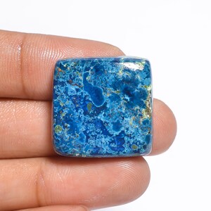 Pedras preciosas naturais de azurita, cabochão em forma de almofada, pedras de azurita, 23x23x7 mm, pedras de azurita de 45 quilates (azurita como imagem