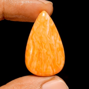 Cabochon en forme de poire turquoise orange, pierre précieuse en vrac pour la fabrication de bijoux, 23 carats 31 x 19 x 5 mm (pierre comme sur la photo)