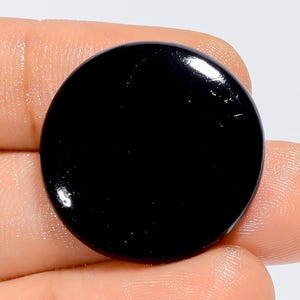 Cabochon rond en tourmaline noire naturelle, pierre précieuse en vrac pour la fabrication de bijoux, 24 carats. 23X23X3 mm (Pierre comme sur l'image