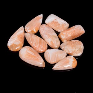 Natürliche Rosa Scolecit Cabochon lose Edelstein 10 Stück Lot für die Herstellung von Schmuck 95 Ct. 18 x 13 26 x 12 mm (Stein wie im Foto )