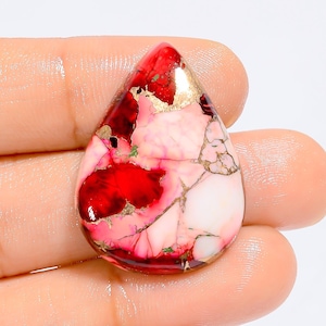 Red Buffalo Türkis Cabochon Birnenform Cabochon Lose Edelstein für die Herstellung von Schmuck 30 Ct 30X22X5 mm (Stein wie Abbildung