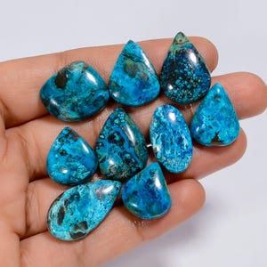 Cabochon de chrysocolle naturelle en vrac, 10 pierres précieuses, lot de 118 carats 16 x 14, 25 x 14 mm (pierre comme sur la photo)