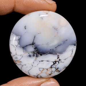 Cabochon de forme ronde opale dendrite naturelle, pierre précieuse en vrac pour la fabrication de bijoux poids 65 carats taille 37X37X5 mm
