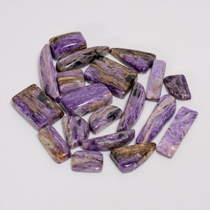 Cabujón radiante de charoita natural suelto, lote de 19 piezas para hacer joyas, piedras de 16 x 12 x 39 x 8 mm (lote de piedras como en la imagen).