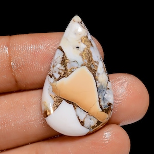White Buffalo Kupfer Türkis Birne Form Cabochon Lose Edelstein für die Herstellung von Schmuck 21 Ct 32X19X5mm (Stein wie Abbildung)