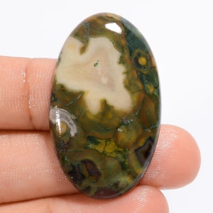 Cabochon de rhyolite naturelle, forme ovale, rhyolite en vrac, pierre précieuse, taille du cristal de rhyolite, 37 x 22 x 5 mm, poids, pierre de rhyolite de 37 carats