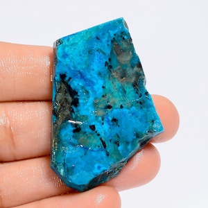 Crisocolla naturale a forma di fetta grezza, pietra preziosa sciolta per la creazione di gioielli, 73 carati, 43 x 30 x 5 mm (fetta come da immagine)