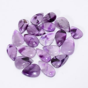 Lotto di ametista naturale trapiche, lotto da 20 pezzi, dimensioni 17 x 10, 22 x 13 mm, a forma di pera, lotto di pera viola, pietra come immagine