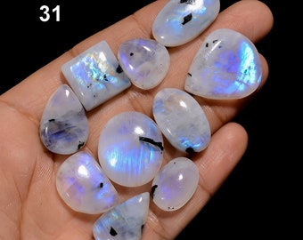 Natural Rainbow Moonstone Gemstone Lot 10 Pieces Lot Mix Shape Rainbow Fire Moonstone Lot Flashy Rainbow Moonstone (Moonstones As Picture