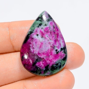 Pietra preziosa sciolta cabochon a forma di pera di zoisite rubino naturale per la creazione di gioielli, 44 carati, 30 x 22 x 5 mm (pietra come da immagine).
