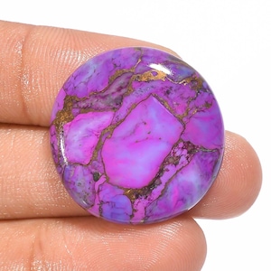 Natuurlijke paarse koper-turquoise cabochon paarse turquoise steen 25X25X5 mm maat 30 karaat platte achterkant beide zijden gepolijst (turquoise als afbeelding