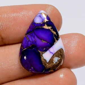 Cabochon naturale a forma di pera in turchese, viola, rosa, bianco e rame, per la creazione di gioielli, 15 carati, 24 x 16 x 5 mm (pietra come da immagine)