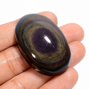 Natürlicher Regenbogen Augen Obsidian Oval Form Cabochon Lose Edelstein für die Herstellung von Schmuck 96 Ct 40X26X12 mm (Stein als Abbildung