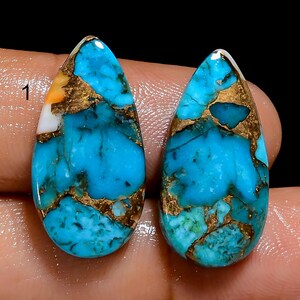 Paire de turquoises d'huîtres épineuses naturelles cabochon de turquoise d'huître pour faire des boucles d'oreilles