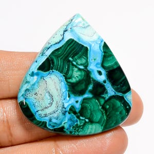 Cabochon a forma di cuore in malachite naturale e crisocolla, pietra preziosa per la creazione di gioielli, 77 carati, dimensioni 40X38X6 mm (malachite come da foto)