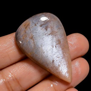 Pietra di luna naturale al cioccolato, a forma di pera, cabochon, pietra preziosa sfusa per la creazione di gioielli, 52 carati, 40 x 25 x 6 mm (pietra come da immagine).