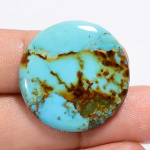Natürlicher Kingman Türkis Cabochon, Himmelblauer Türkis Kristall, runde Form Kingman Türkis Edelstein, Größe 26X26X4mm Gewicht 18 Karat