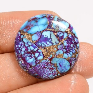 Natürliche Lila Mohave Kupfer Türkis runde Form Cabochon lose Edelstein für die Herstellung von Schmuck 24 Ct. 22X22X5 mm (Stein wie Abbildung