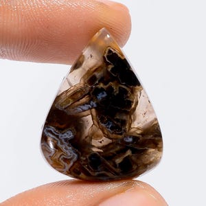Agate naturelle en bâton forme cabochon de pierre précieuse en vrac pour la fabrication de bijoux, 23 carats 24 x 19 x 5 mm (pierre comme sur la photo)