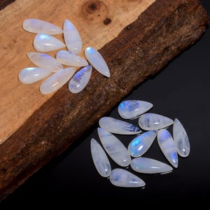 20 pièces cabochon de pierre de lune arc-en-ciel naturel en forme de larme, lot de cristal de pierre de lune de 22-33 mm pour la fabrication de bijoux (Pierre comme image)