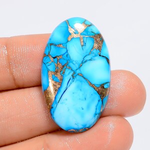 Natürliche Blau Kupfer Türkis Oval Form Cabochon lose Edelstein für die Herstellung von Schmuck 26 Ct. 30X18X4 mm (Stein wie Abbildung)