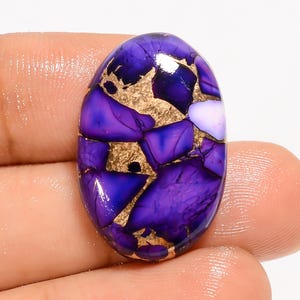 Natural Purple Copper Turquoise Oval Shape Cabochon Loose Gemstone For Making Jewelry 21 Ct 25X16X5mm (Stone as picture)
