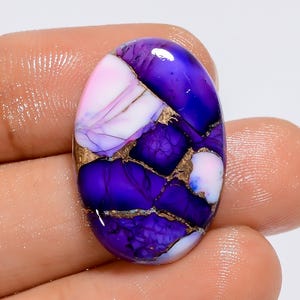 Natürliche violette Rose weiße Büffel-Kupfer-Türkis-runde Form-Cabochon-loser Edelstein für die Herstellung von Schmuck 26X17X4mm (Stein als Abbildung