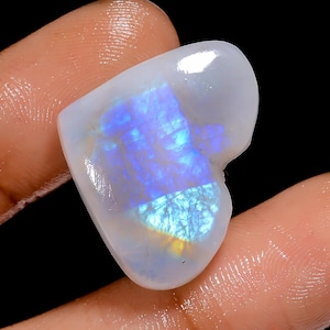 Natürliche Regenbogen Mondstein Herzform Cabochon Lose Edelstein für die Herstellung von Schmuck 26 Ct. 18X25X5 mm (Stein wie in Abbildung)