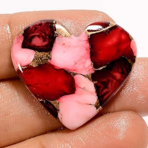 Raro cabochon a forma di cuore di turchese di bufalo rosso, pietra preziosa sfusa per la creazione di gioielli, 24 carati, 24 x 28 x 5 mm (pietra come da immagine)