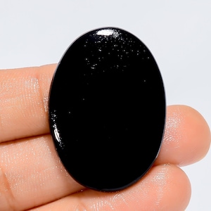 Cabochon de forme ovale en tourmaline noire naturelle, pierre précieuse en vrac pour la fabrication de bijoux, 42 carats. 34 x 24 x 3 mm (pierre comme sur l'image