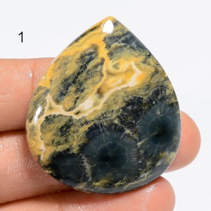 Cabochon di diaspro oceanico naturale, pietra preziosa di diaspro oceanico sfusa, cabochon liscio e lucido con fondo piatto, pietra per la creazione di gioielli, regalo per lei