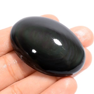 Pierre précieuse naturelle d'obsidienne arc-en-ciel 45 x 29 x 12 mm, 109 carats, jeu de feu, obsidienne arc-en-ciel, forme ovale, pierre d'obsidienne arc-en-ciel