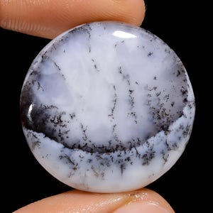 Cabochon de forme ronde en opale de dendrite naturelle, pierre précieuse en vrac pour la fabrication de bijoux, poids 38 carats, taille 28X28X5 mm