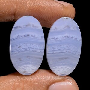 Natürliche Blaue Spitze Achat Oval Form Cabochon Matched Paar Lose Edelstein-Paar für die Herstellung Ohrringe Gewicht 27 Karat Größe 23X14X4mm