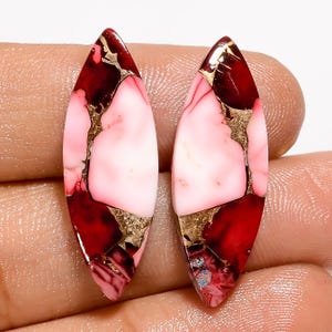 Coppia di pietre preziose cabochon in rame rosso bufalo naturale turchese a forma di marquise per realizzare orecchini 18 carati 30X10X3 mm (coppia come da foto)
