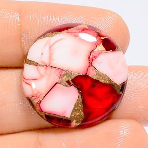 Red Buffalo Türkis Cabochon Runde Form Cabochon Lose Edelstein für die Herstellung von Schmuck 23 Ct 23X23X5mm (Stein wie abgebildet